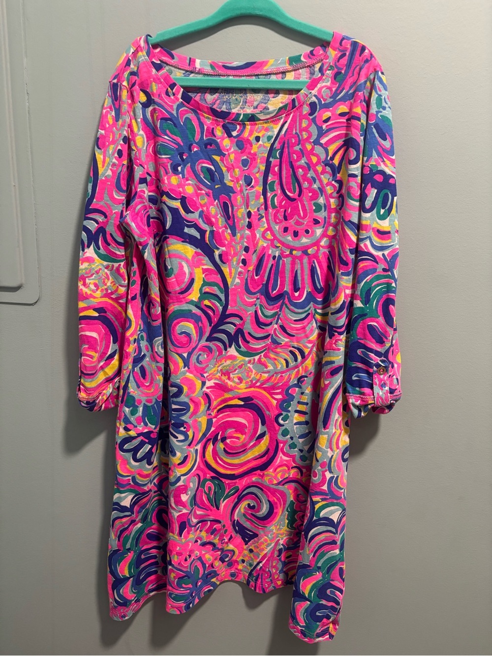 Lilly Pulitzer Pink Blue Green Paisley Shift Dress